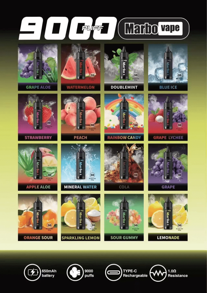 marbo bar 9000 puffs 口味參考-商品參數介紹 marbo bar 9000 puffs 口味參考-商品參數介紹